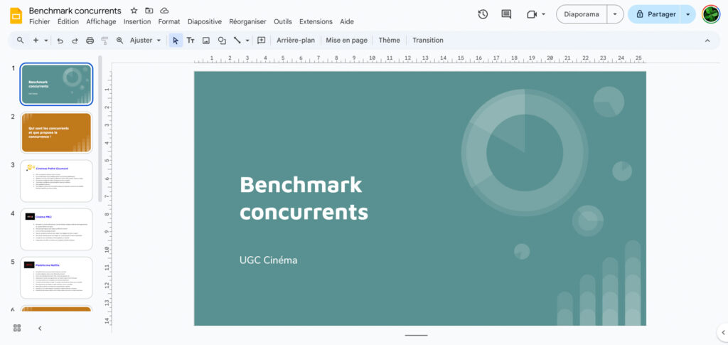 Image d'un slide Benchmark concurrents.