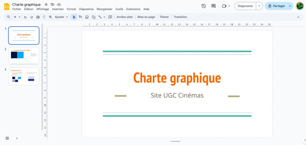 Image d'un slide de la charte graphique d'un site web.
