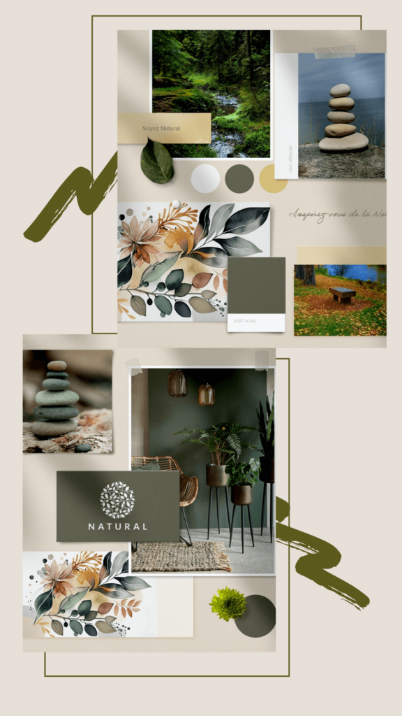 Moodboard image et palette de couleurs de la marque Natural