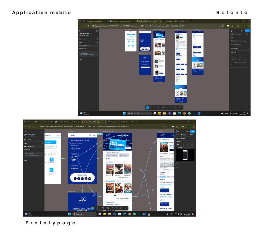 Moodboard refonte et prototypage d'une application mobile.