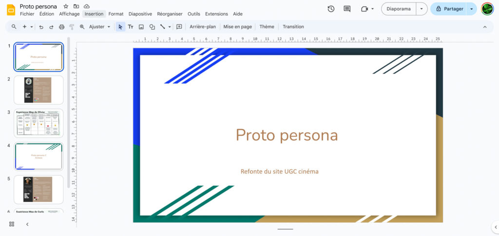 Image d'un slide pour des proto-personnas.