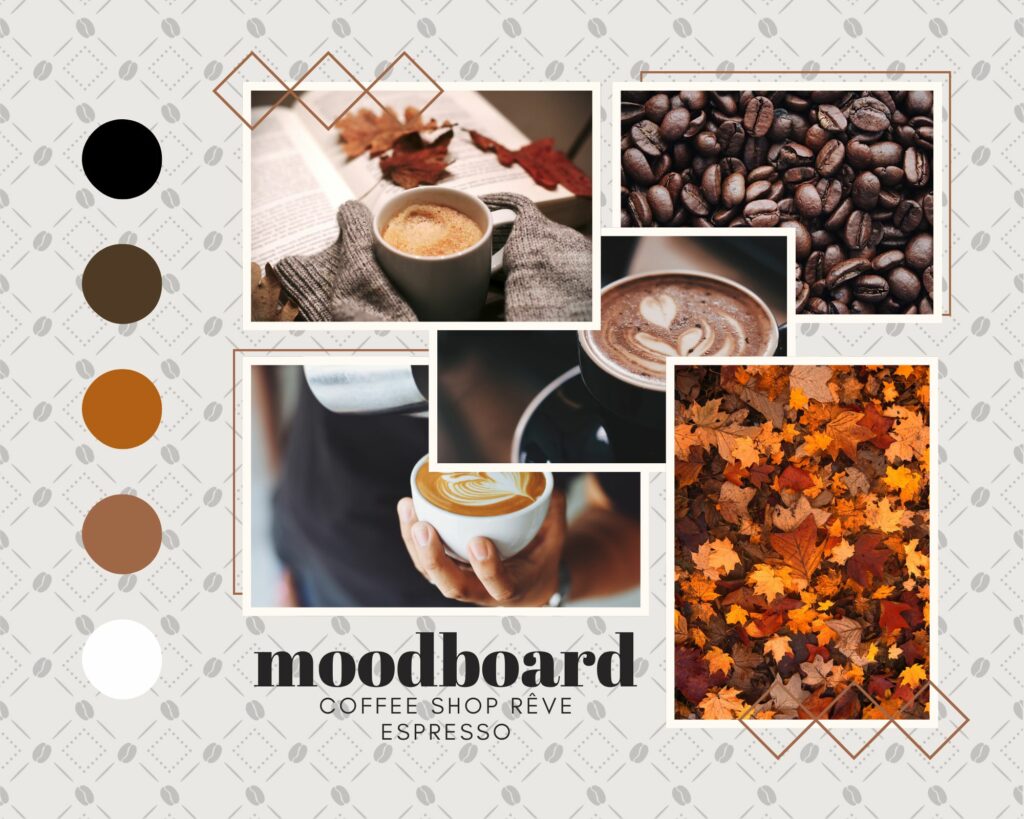 Moodboard d'ambiance avec palette de couleurs.