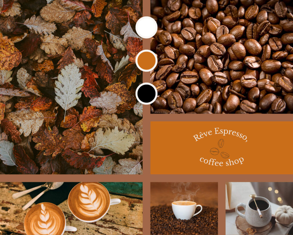 Moodboard, visuel marque rêve espresso