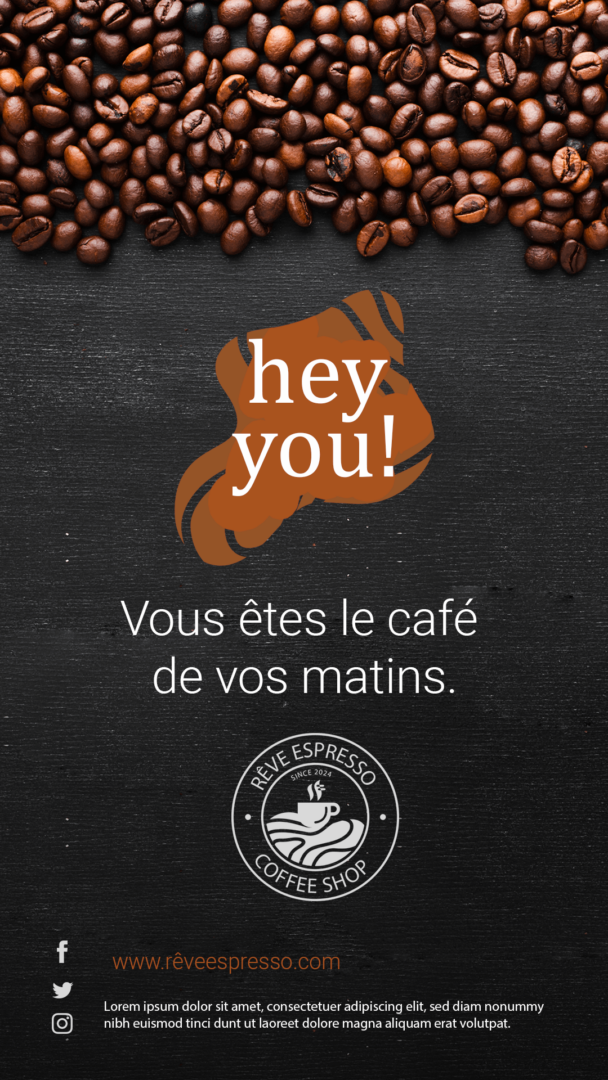 Rêve espresso hey you ! affiche publicitaire